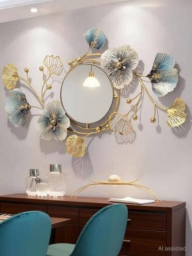 Gilded Ginkgo Botanical Metal Art Mirror